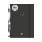 AGENDA ESCOLAR ESPIRAL 18 MESES E10 155X212 2DP 25-26 NEGRO | FINOCAM